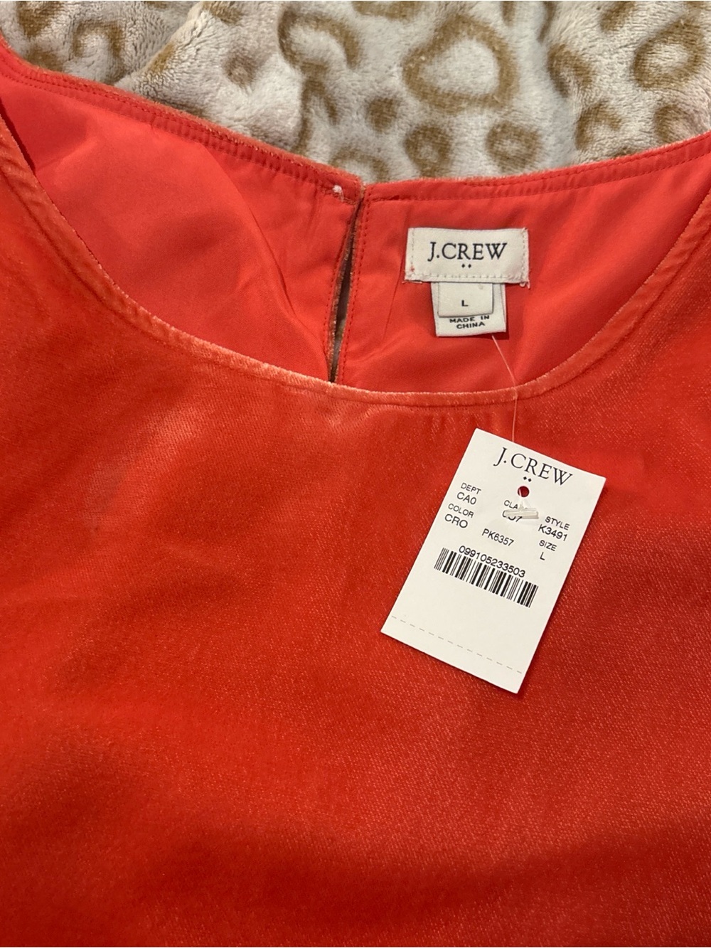 J. Crew Coral-Red Satin Shell Top